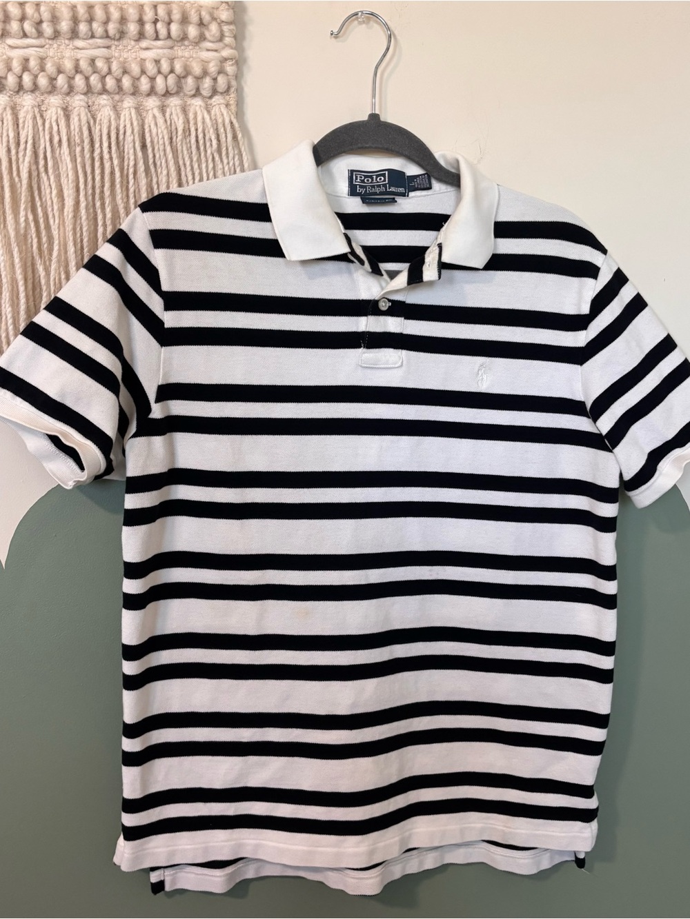Polo by Ralph Lauren Men’s White & Black Striped Polo Shirt